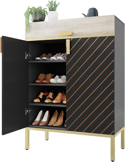 LITTLE TREE Gabinete de zapatos con cajones, gabinete de almacenamiento de...