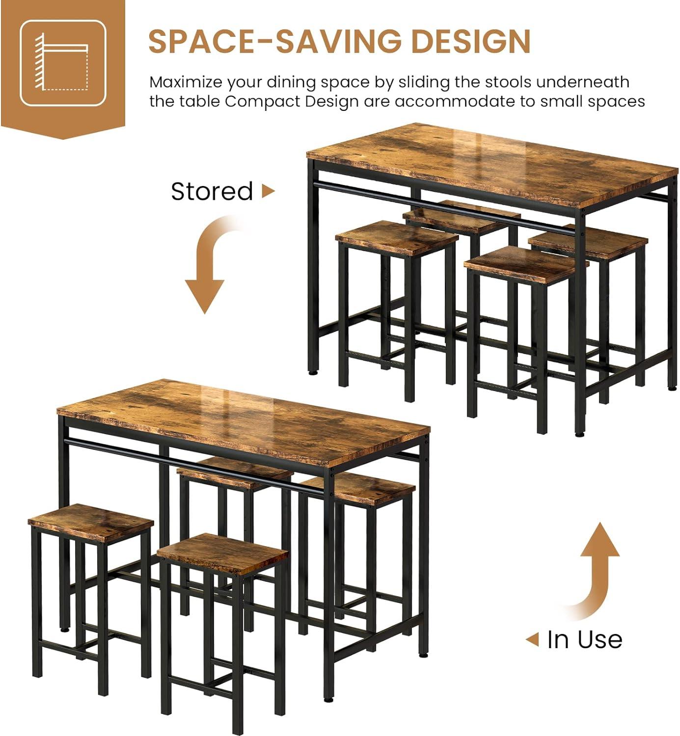 Recaceik Juego de mesa de comedor para 4 mesas de cocina y sillas para 4, juego