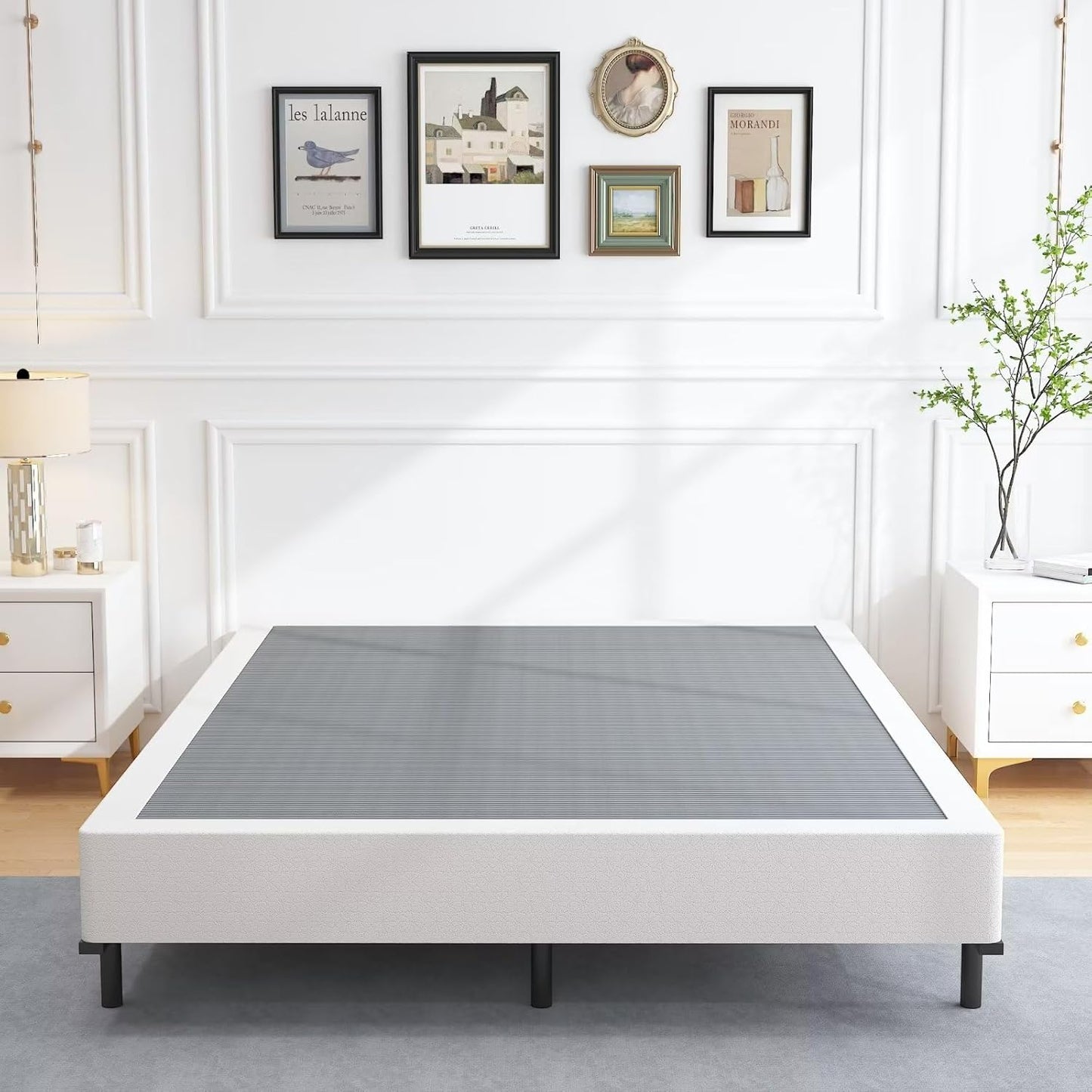 Base de cama California King de 7 pulgadas, base de colchón con marco de metal