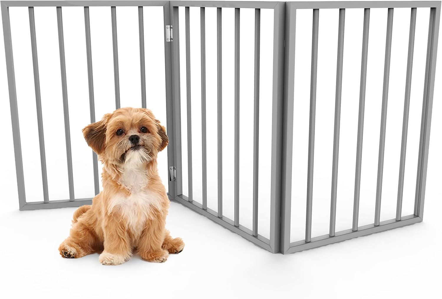 PETMAKER 80-62875-G Puerta de madera para mascotas - Valla plegable de 3...
