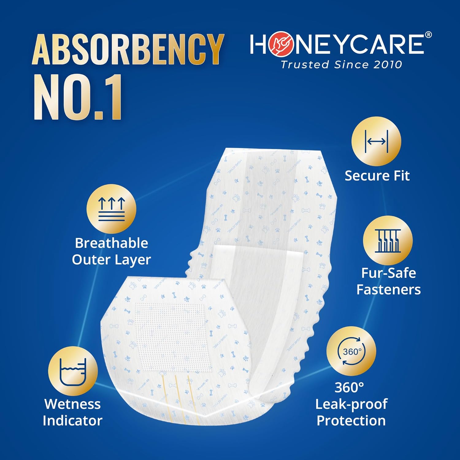 HONEY CARE All-Absorb A26 - Envoltura para perro macho, 50 unidades, pequeña