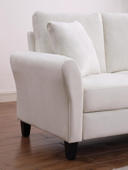 Sofá moderno de terciopelo de 78 pulgadas con 2 almohadas, sofá pequeño para