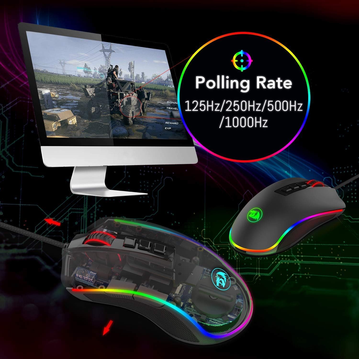 Redragon M711 Cobra - Mouse para videojuegos con retroiluminación croma RGB de...