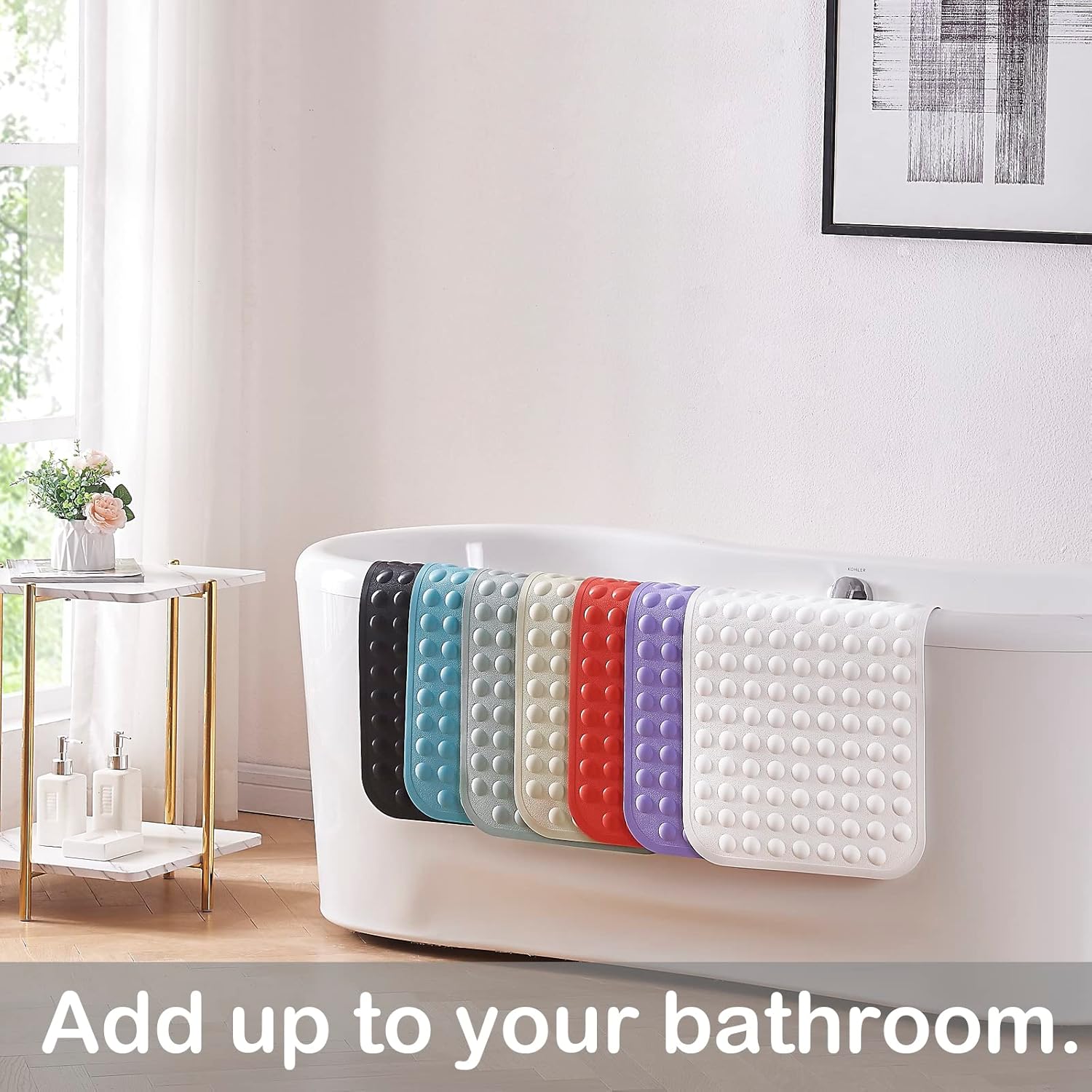 Yanzifly Tapete de baño antideslizante para bañera de silicona, suave y seguro,...