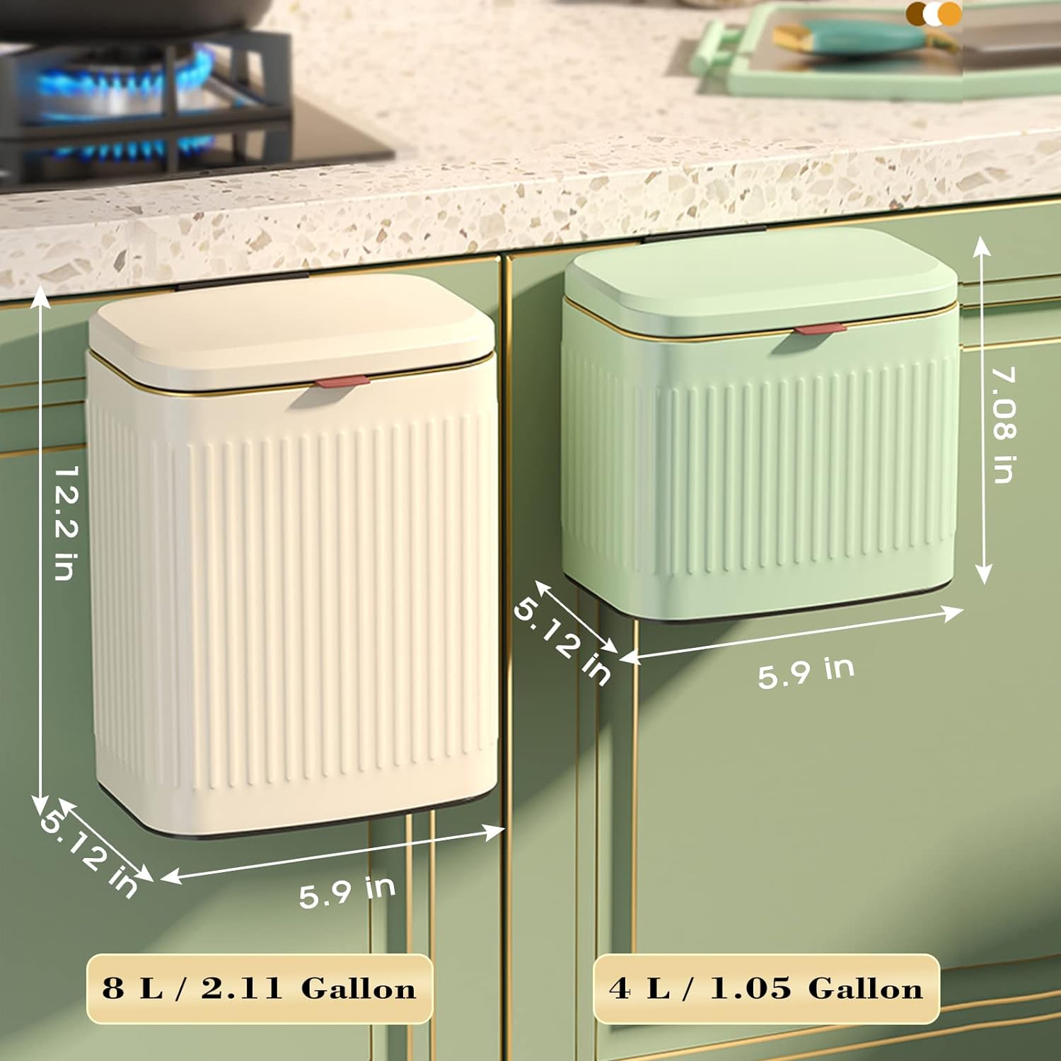GloDeals Basurero de cocina con tapa, bote de basura pequeño 2 en 1 para...