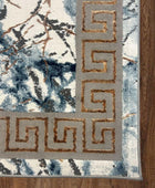 United Rugs HADBA Marble Collection - Alfombra azul de 5 x 7 pies, diseño...