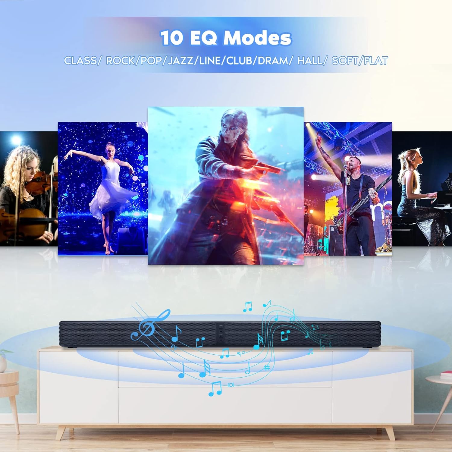 Barra de sonido, altavoces de graves para Smart TV con subwoofer dual sistema...