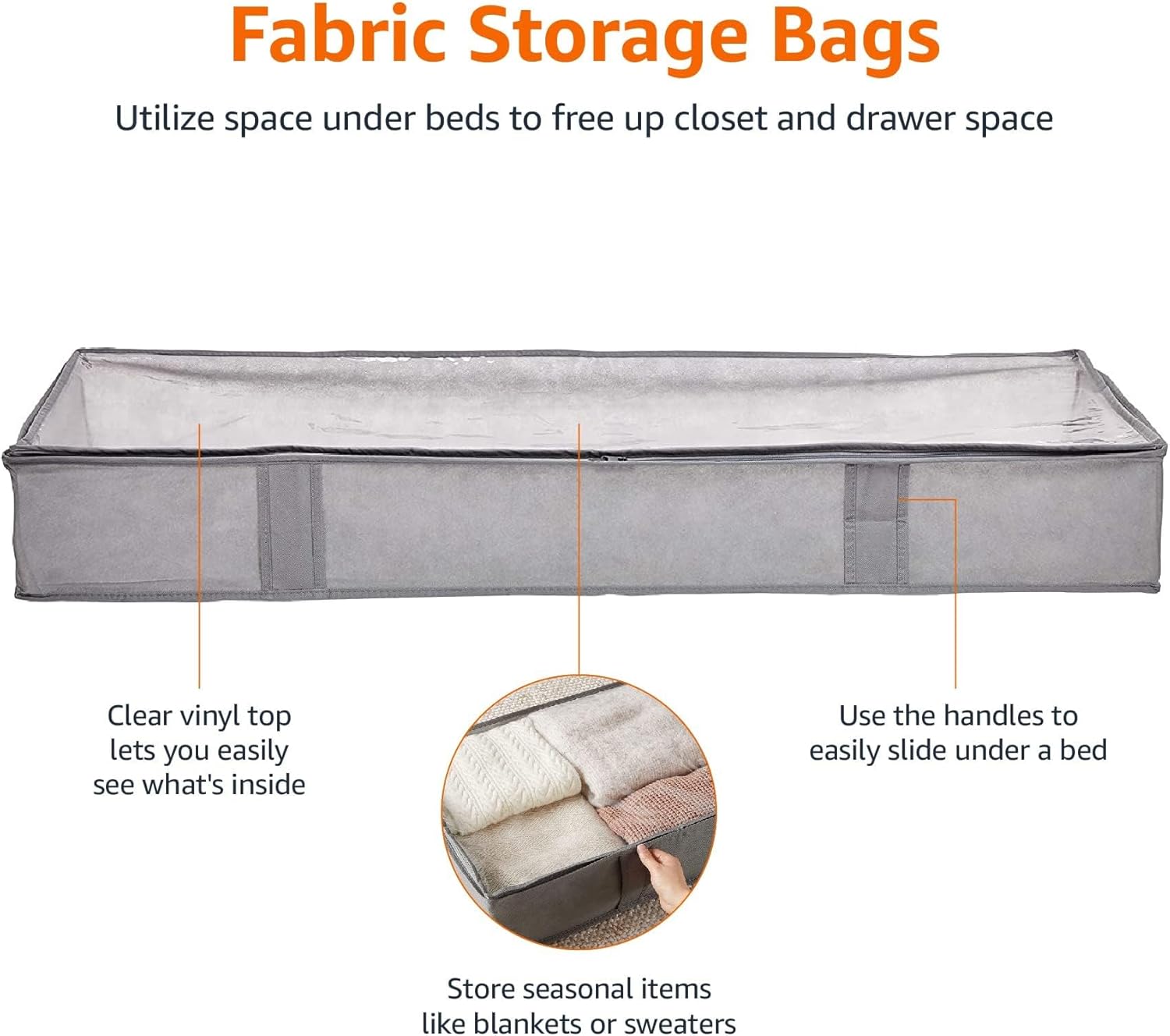 Tienda Basics Bolsas de almacenamiento de tela con cremallera para debajo de la
