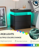 Juego de 2 mesitas de noche negras, juego de 2 mesitas de noche LED, juego de 2...