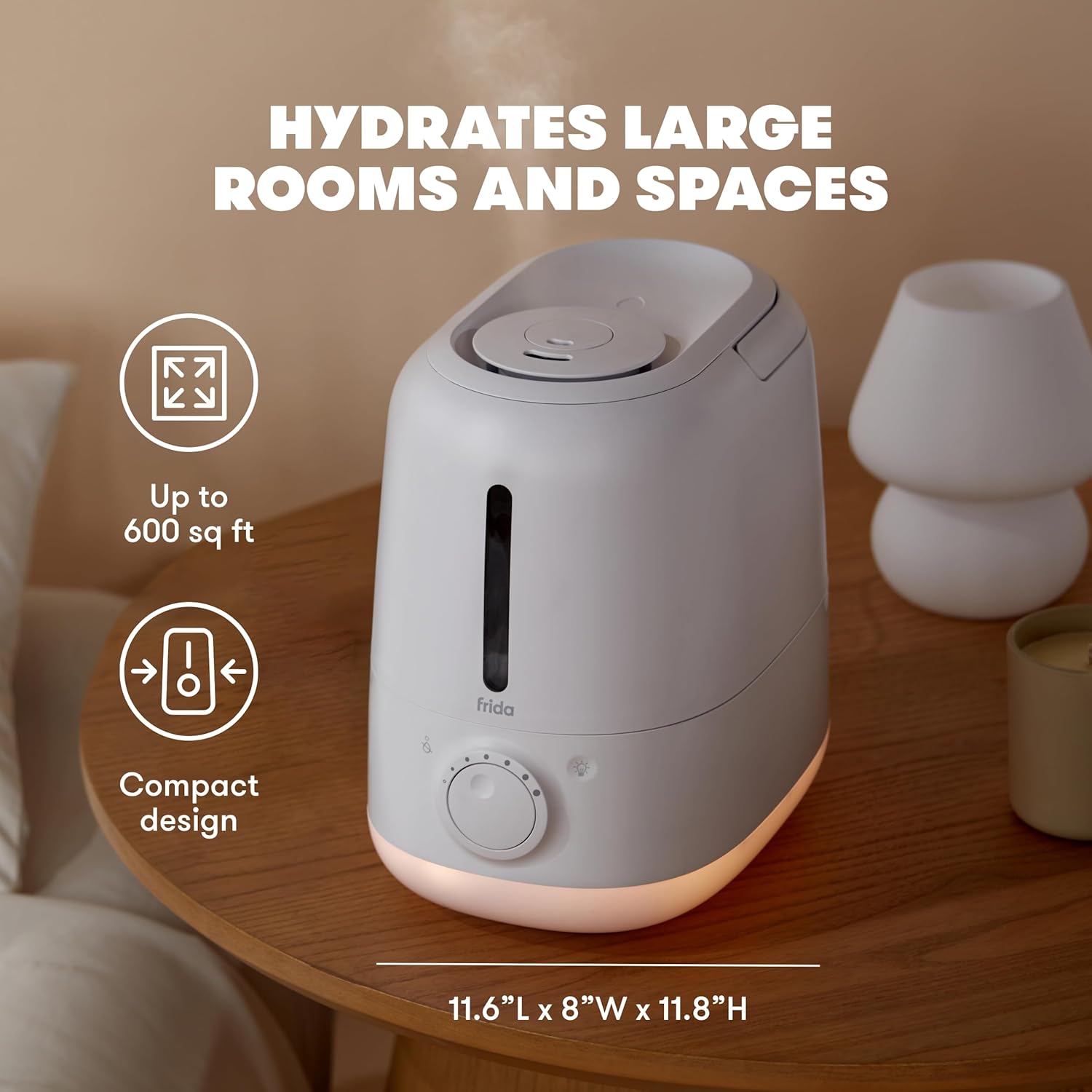 Frida Baby Humidificador de llenado superior 3 en 1 XL para dormitorio,...