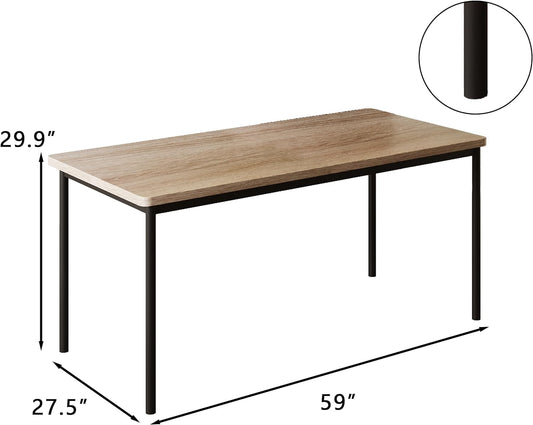 Mesa de comedor para 6 personas, mesa de comedor de madera de 59 pulgadas para