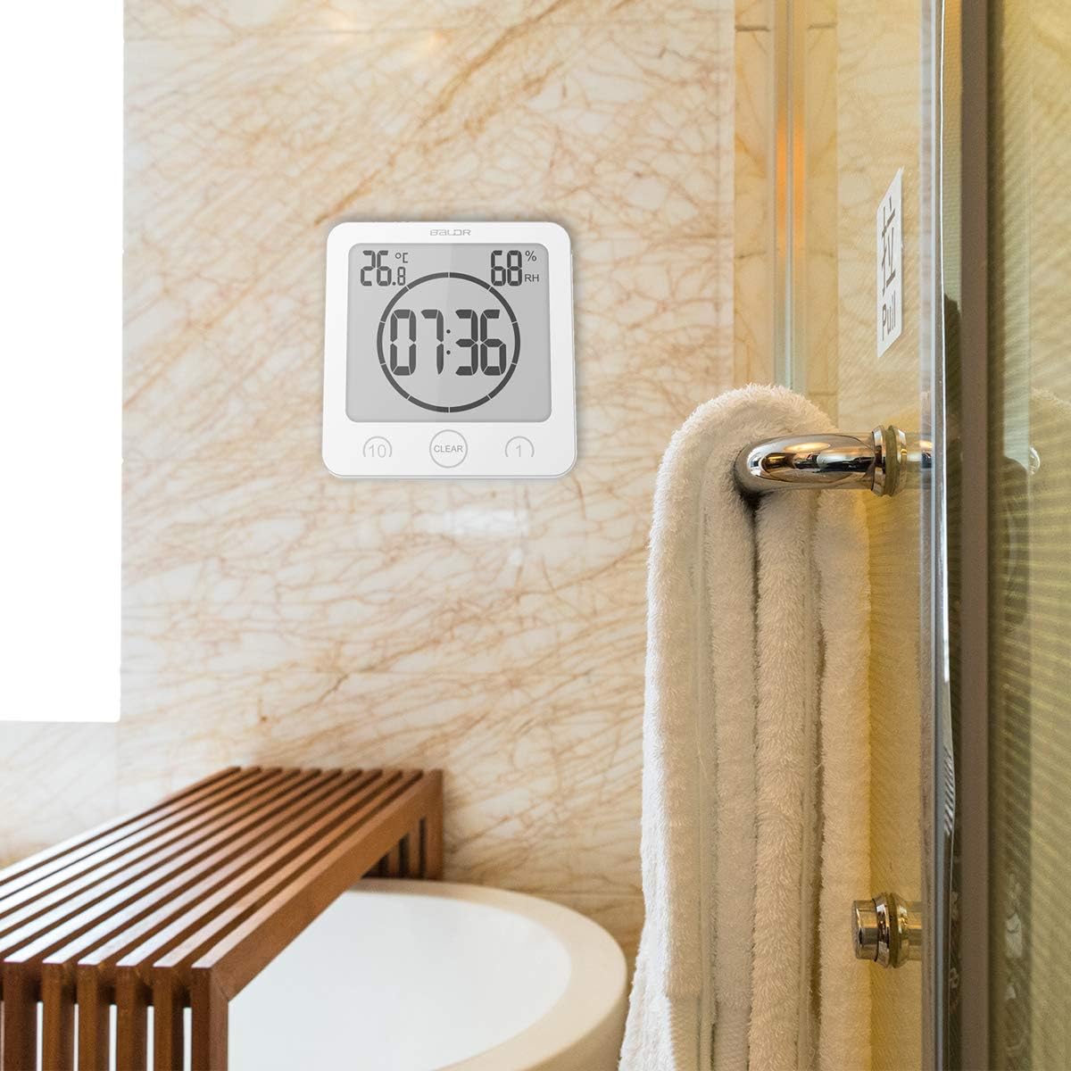 Reloj digital de pared para ducha de baño con alarma, resistente al agua para...