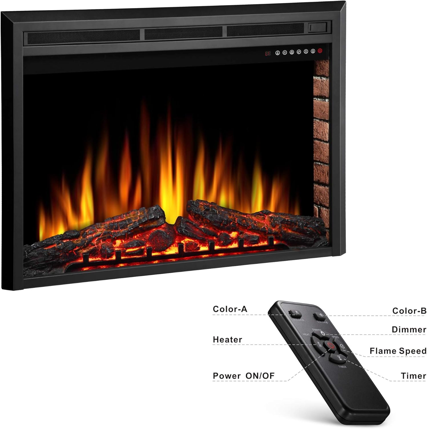 Inserto de chimenea eléctrica de 36 pulgadas, calentador de chimenea eléctrico