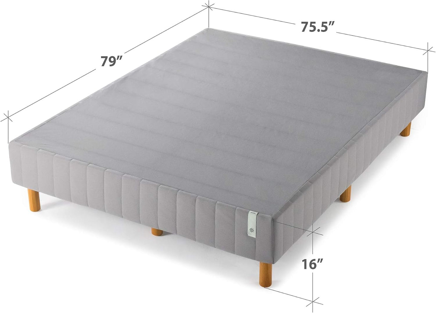 Colchón Justina con somier tipo plataforma y patas, Acero Tela Madera, Gris