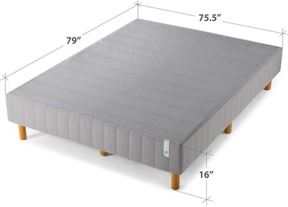 Colchón Justina con somier tipo plataforma y patas, Acero Tela Madera, Gris
