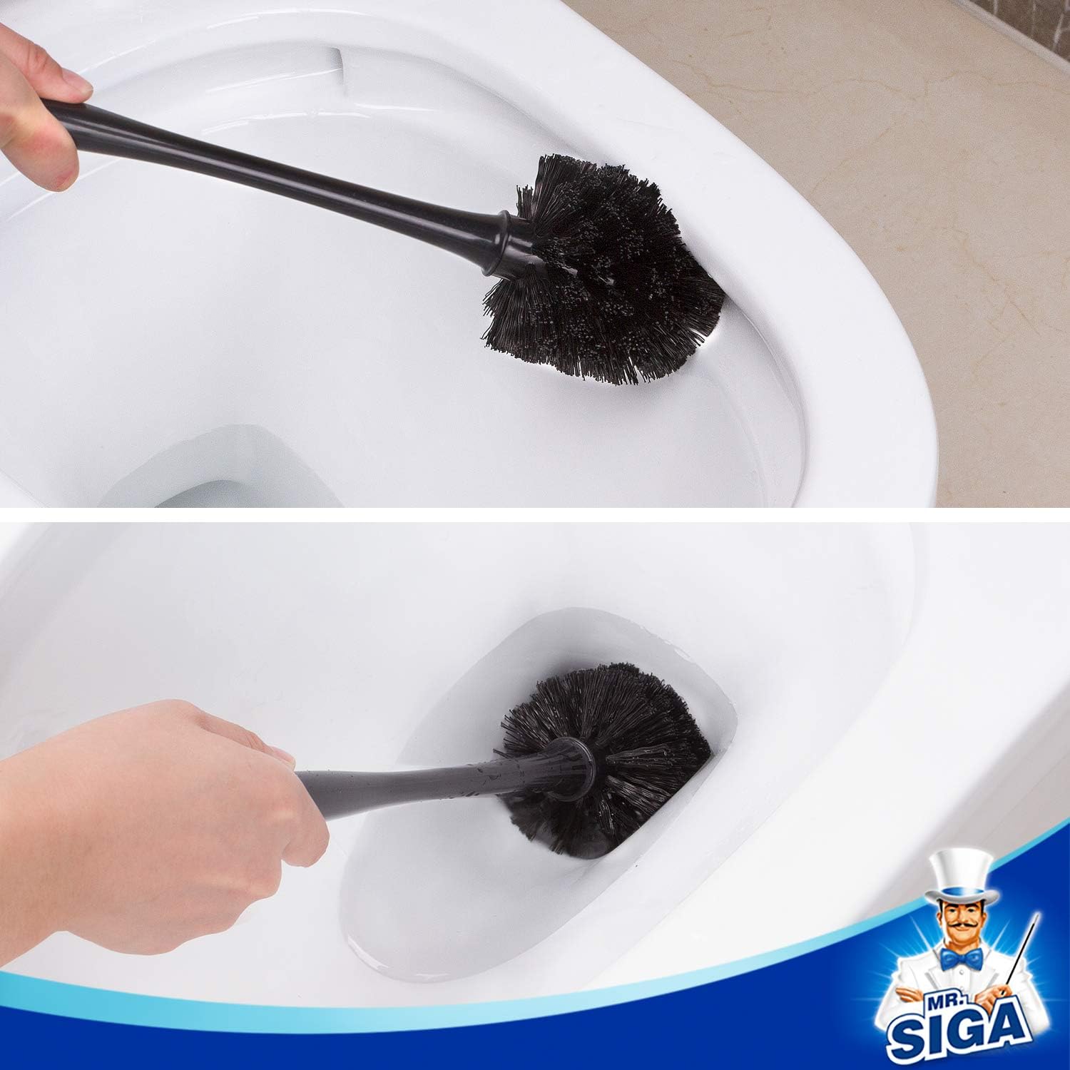 MR.SIGA Combo de émbolo de inodoro y cepillo para limpieza de baño, negro, 1...