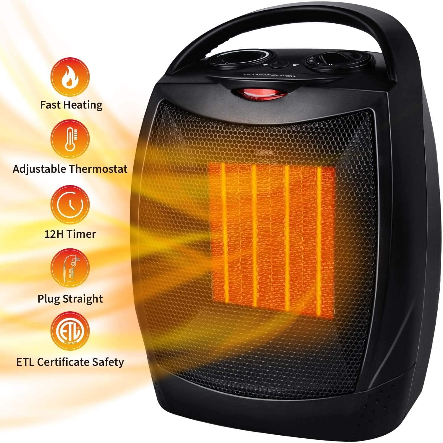 Calentador eléctrico portátil pequeño con termostato, calentador MIni de...