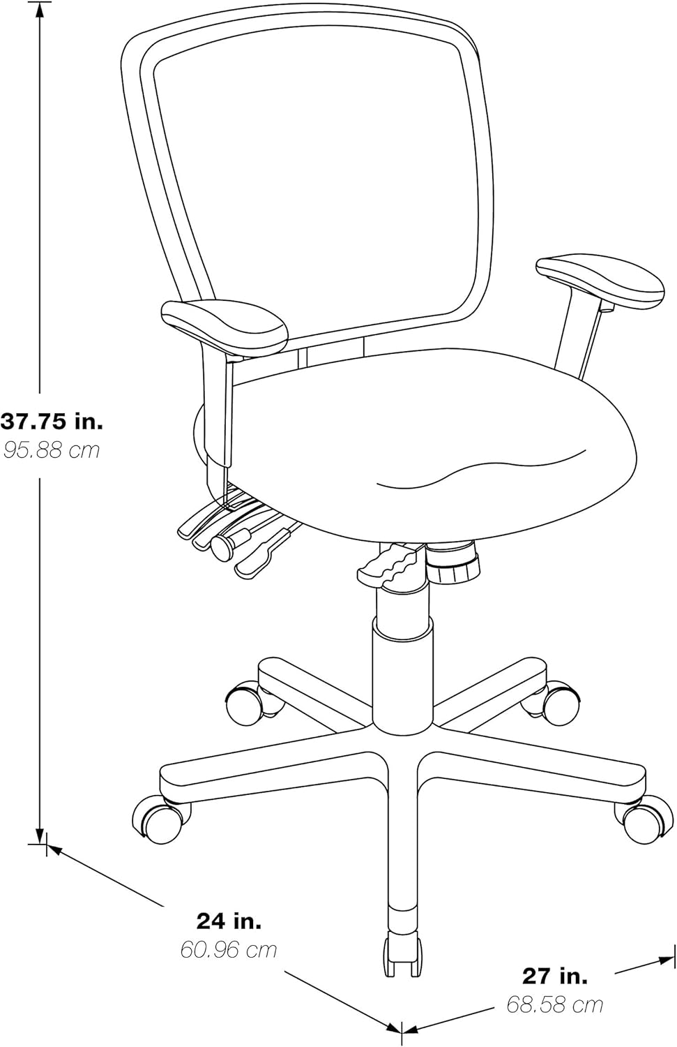 Asiento de respaldo alto Office Star ProGrid con brazos ajustables y deslizador...