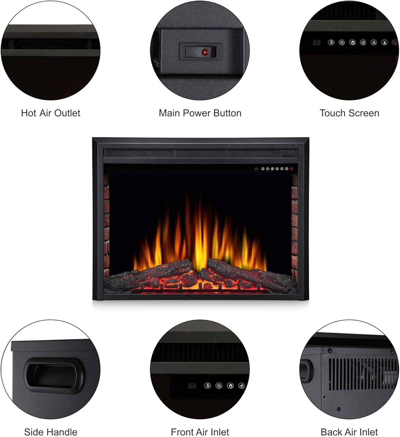 Inserto de chimenea eléctrica de 36 pulgadas, calentador de chimenea eléctrico