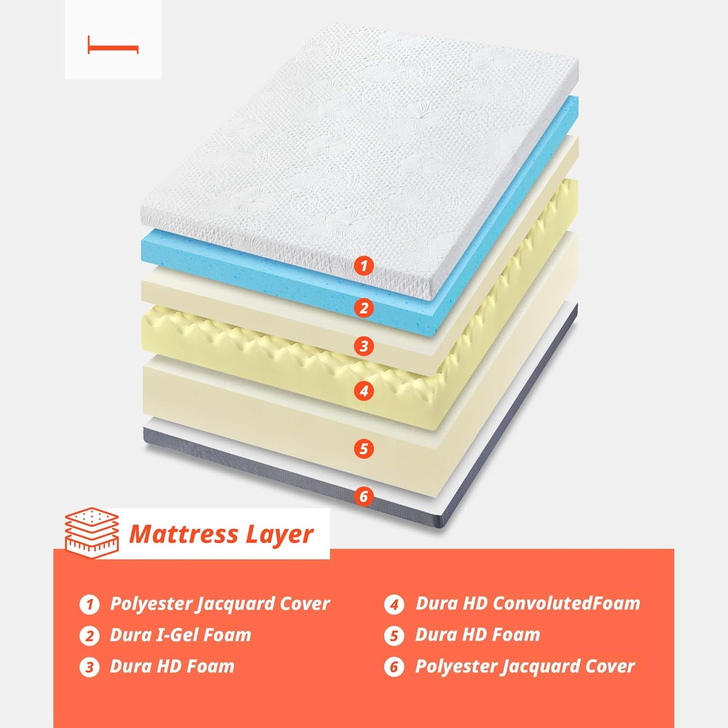 PrimaSleep Colchón matrimonial de espuma viscoelástica de gel de 10 pulgadas,