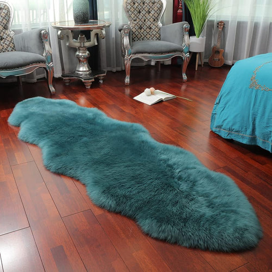 LLB Alfombra de piel de oveja auténtica, alfombra de piel de oveja lanuda y...
