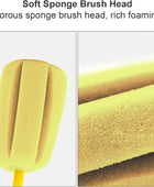 Cepillo de limpieza de botellas de esponja suave amarillo con mango de