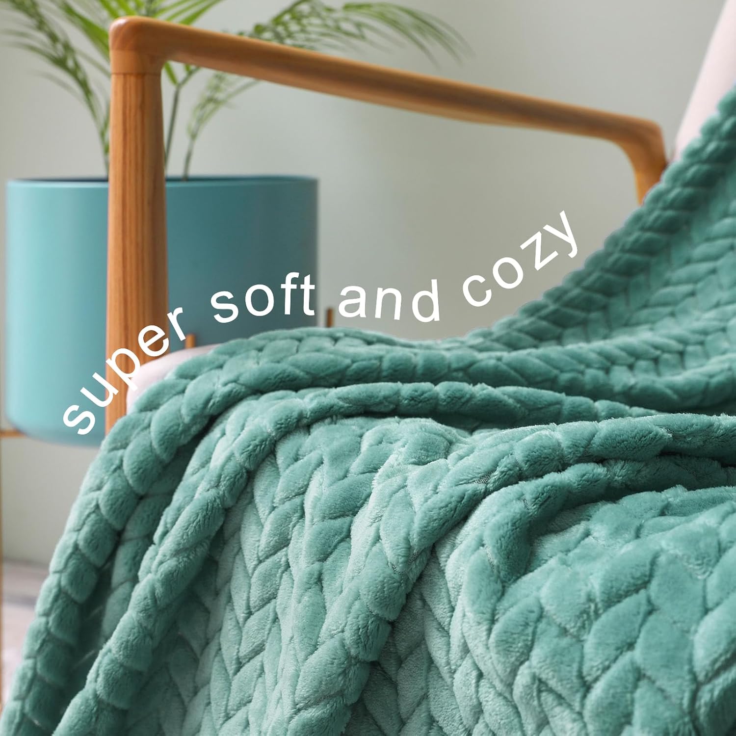 Exclusivo Mezcla - Manta decorativa de vellón, color celadón, para sofá y cama,...