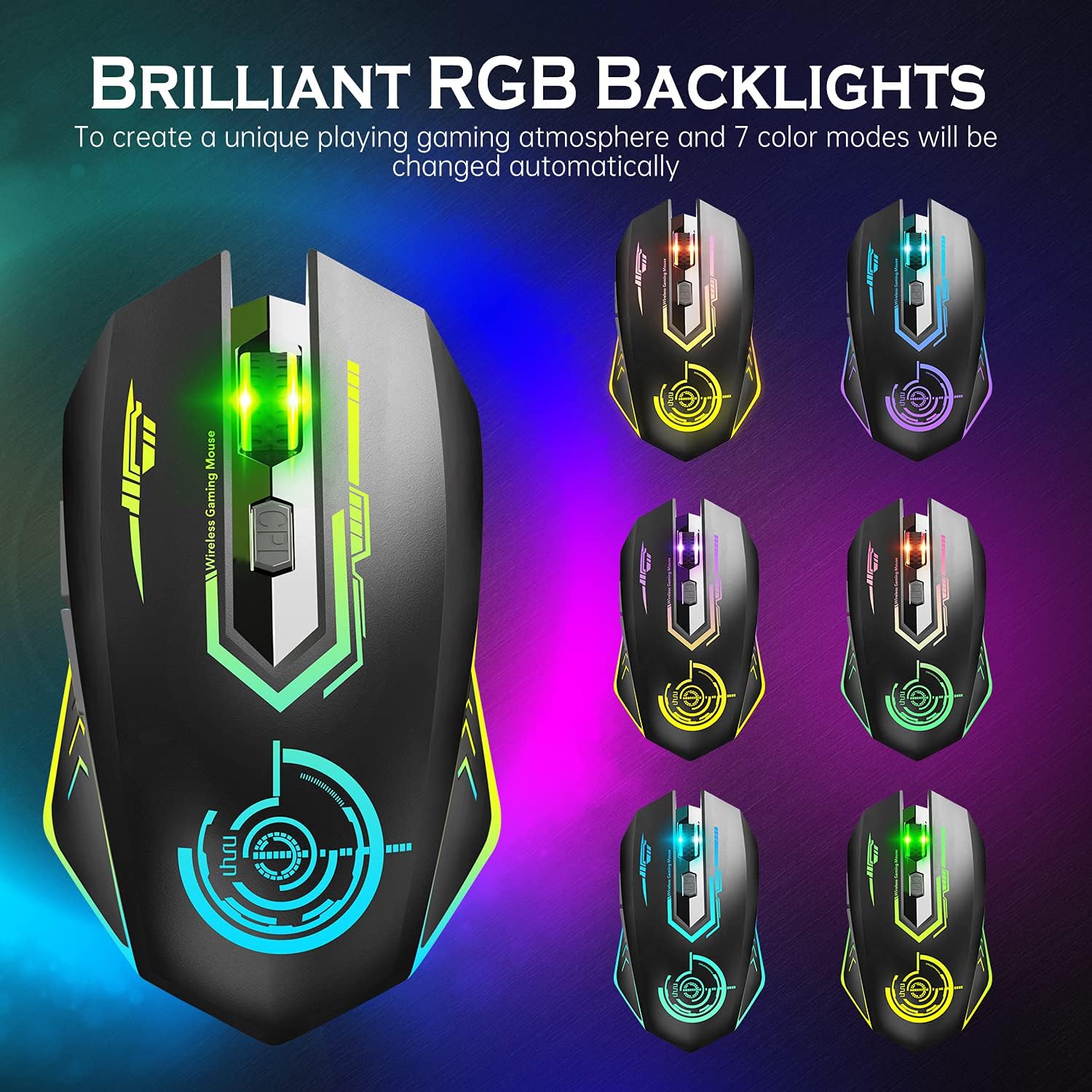 Wireless USB Gaming Mouse, recargables uhuru 5 botones 7 Changeable LED Color...