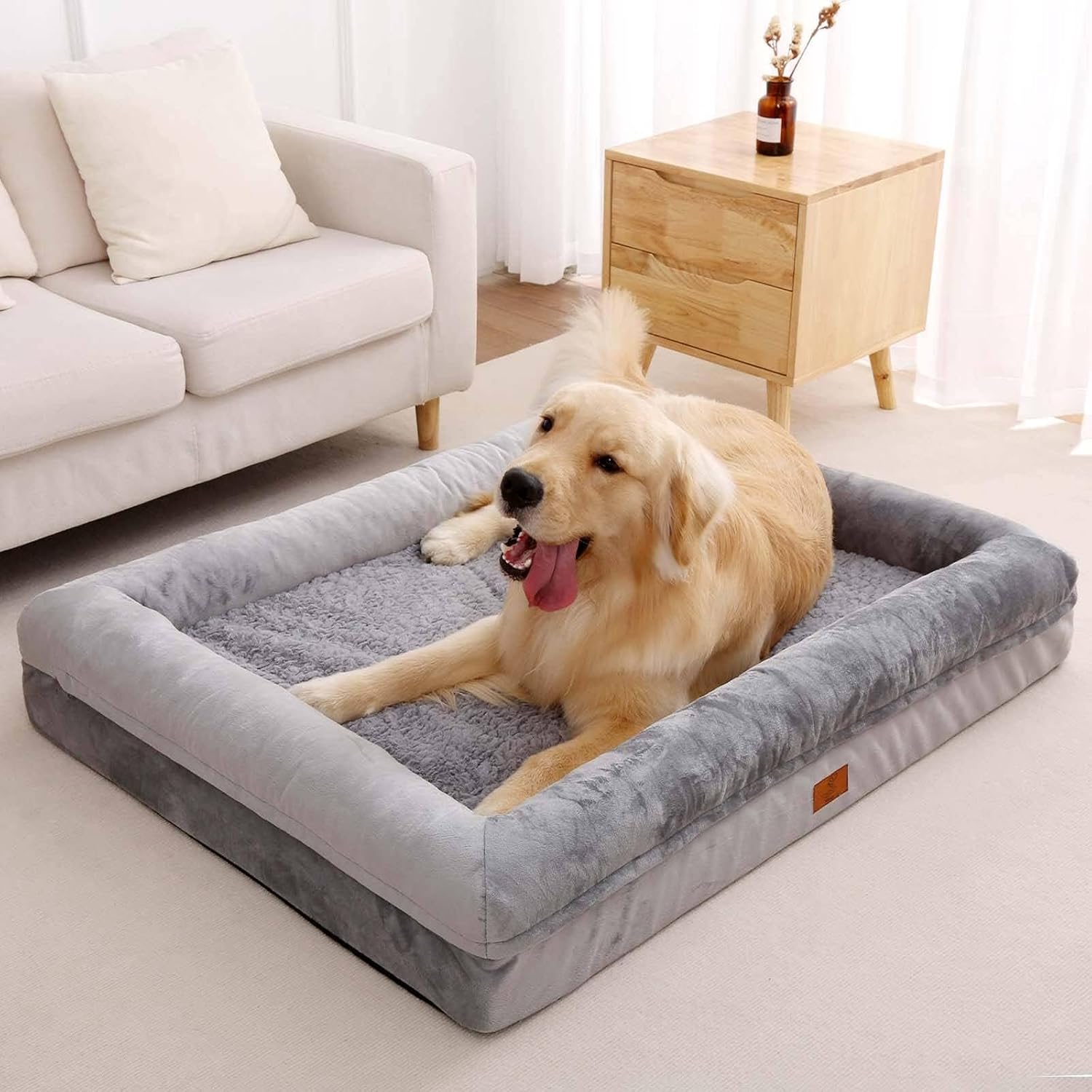 Cama para perro XL, cama ortopédica lavable para perro con funda extraíble,...