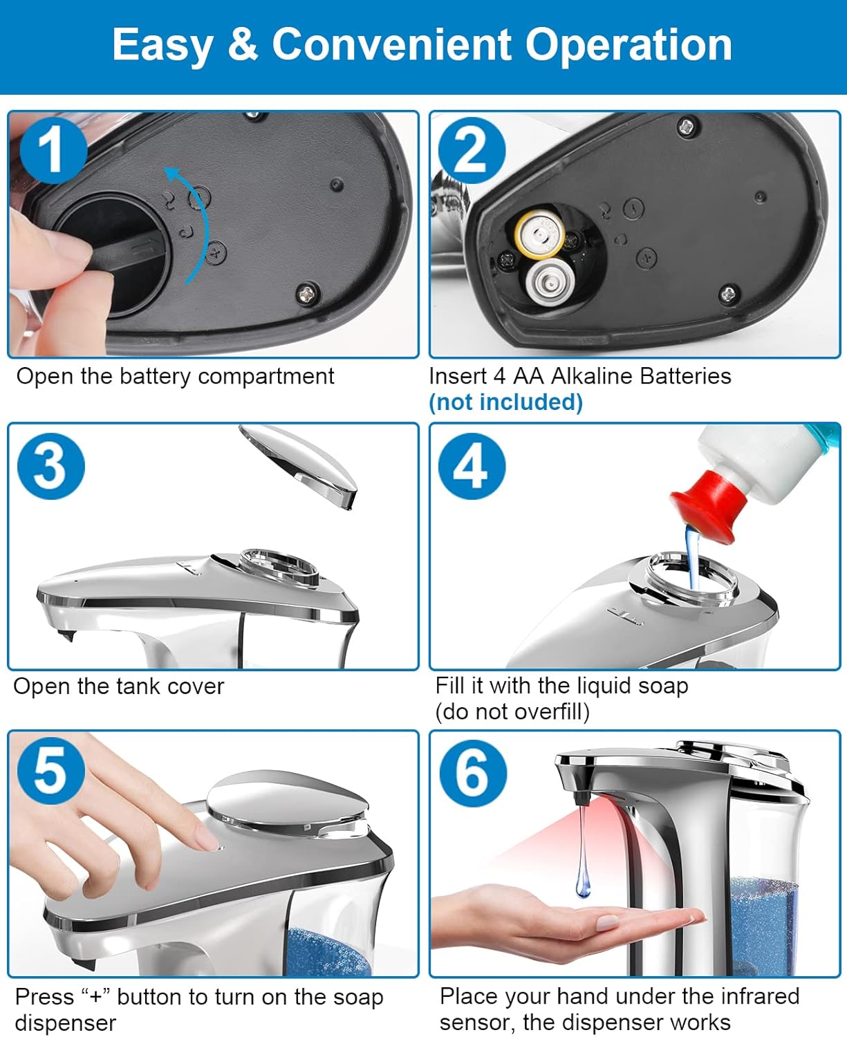 Dispensador automático de jabón, dispensador de jabón para platos sin contacto...