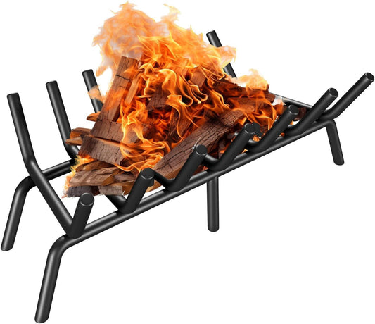 Rejilla para chimenea de 24 pulgadas, soporte para leña, rejilla de estufa de
