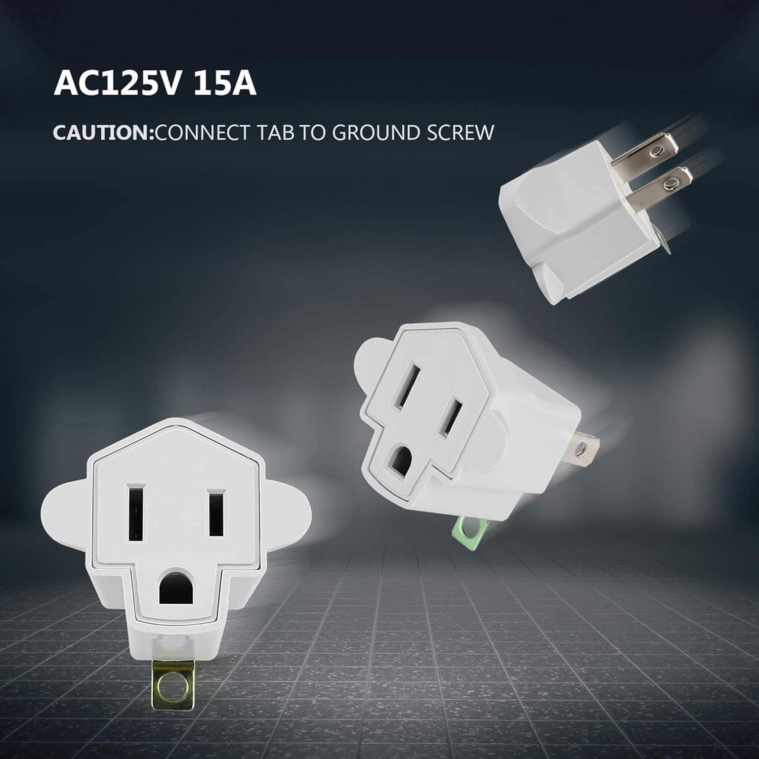 JACKYLED - Clavija convertidora de 3 a 2 navajas, adaptador de toma a tierra....