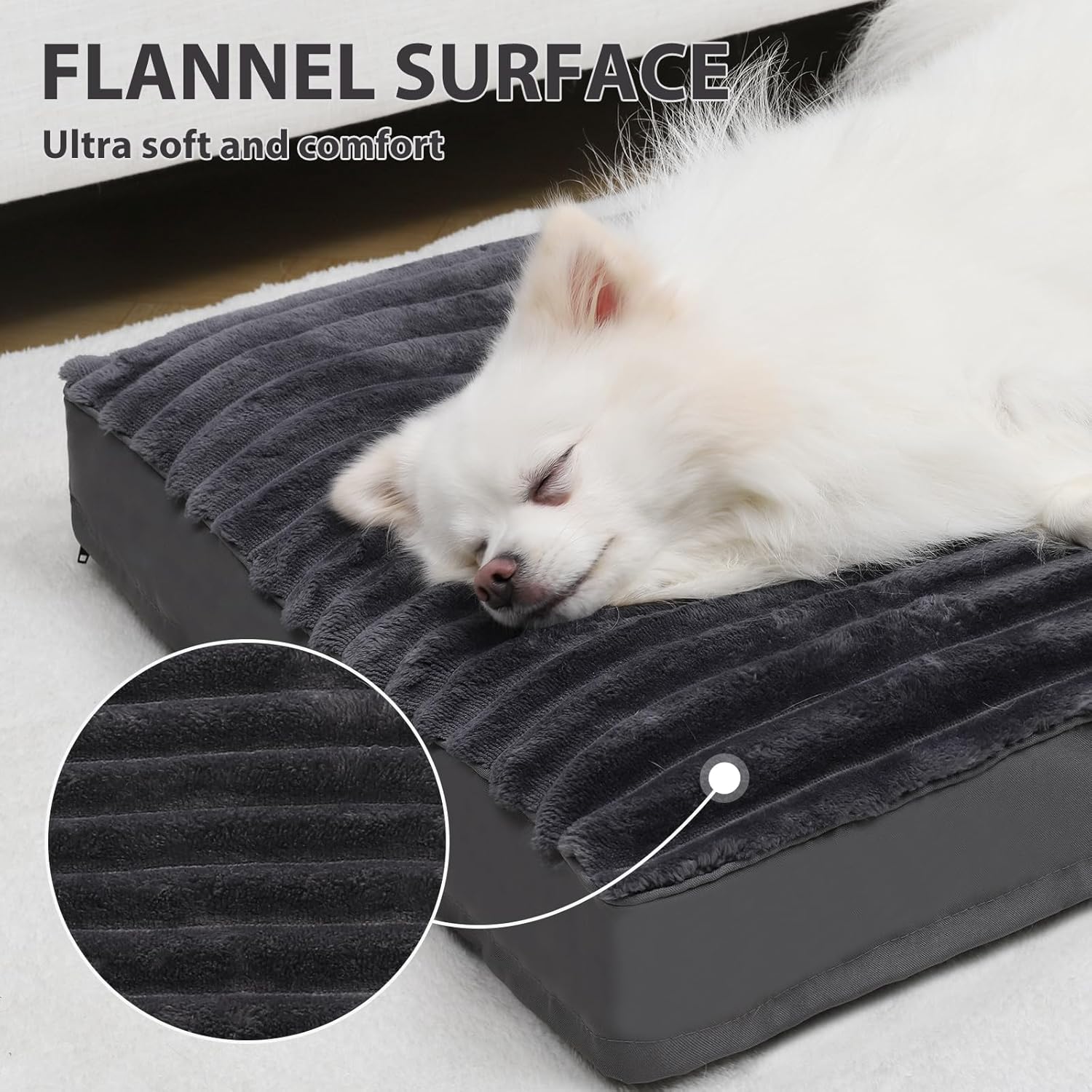 Vonabem Cama mediana lavable con funda extraíble, impermeable, cama de franela...