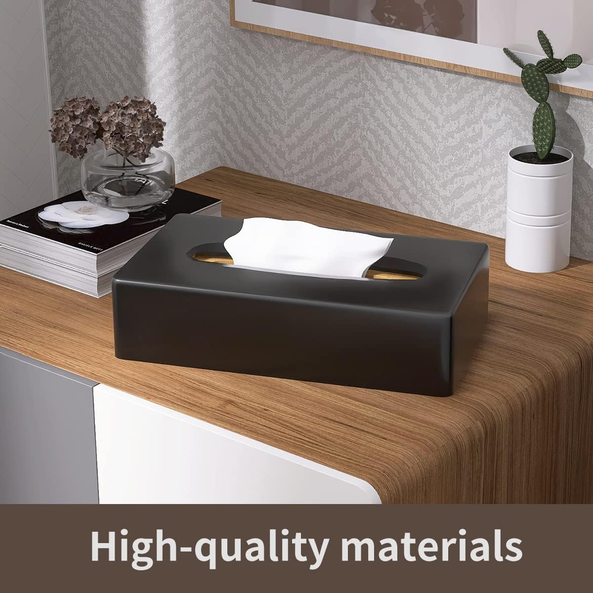 Funda para caja de pañuelos, dispensador rectangular negro montado en la pared,...