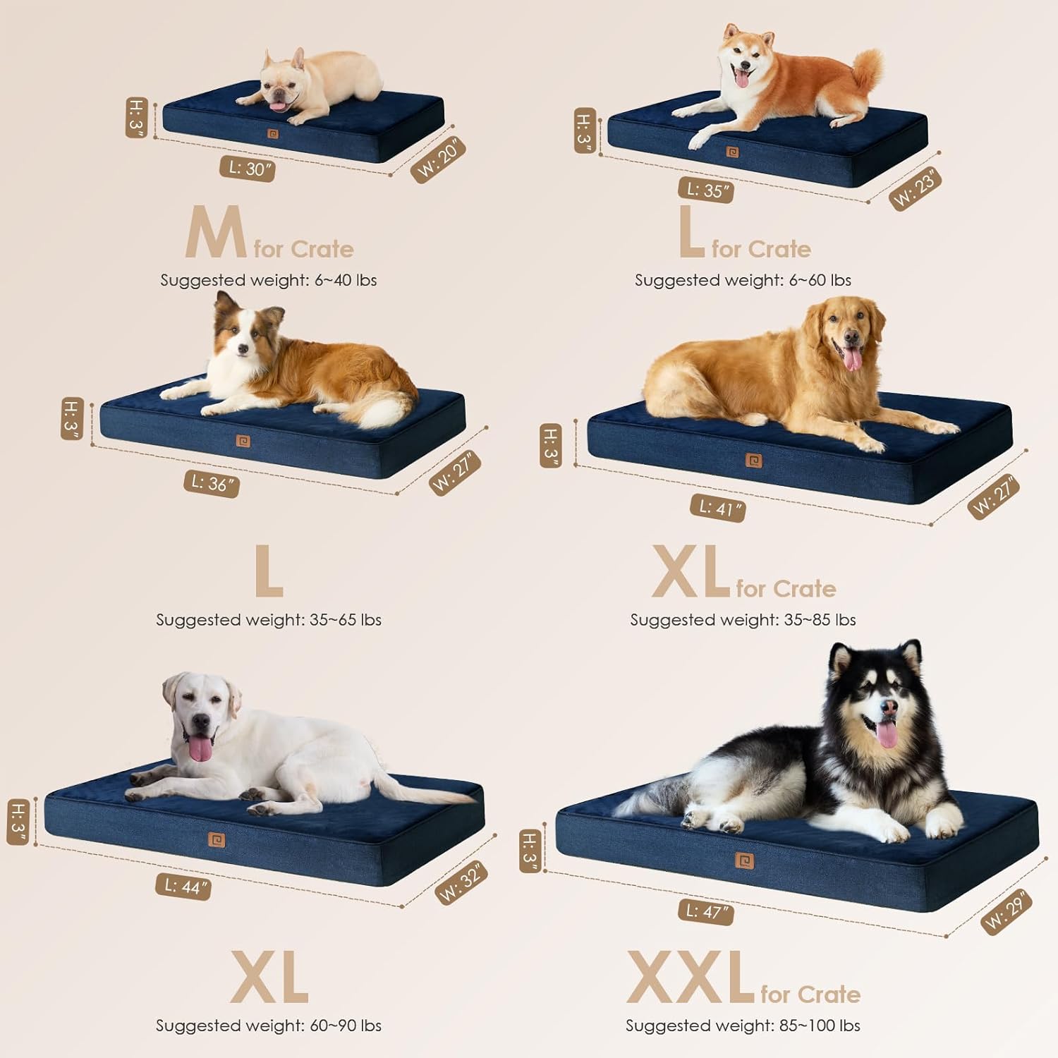EHEYCIGA Camas ortopédicas de espuma viscoelástica para perros extra grandes...