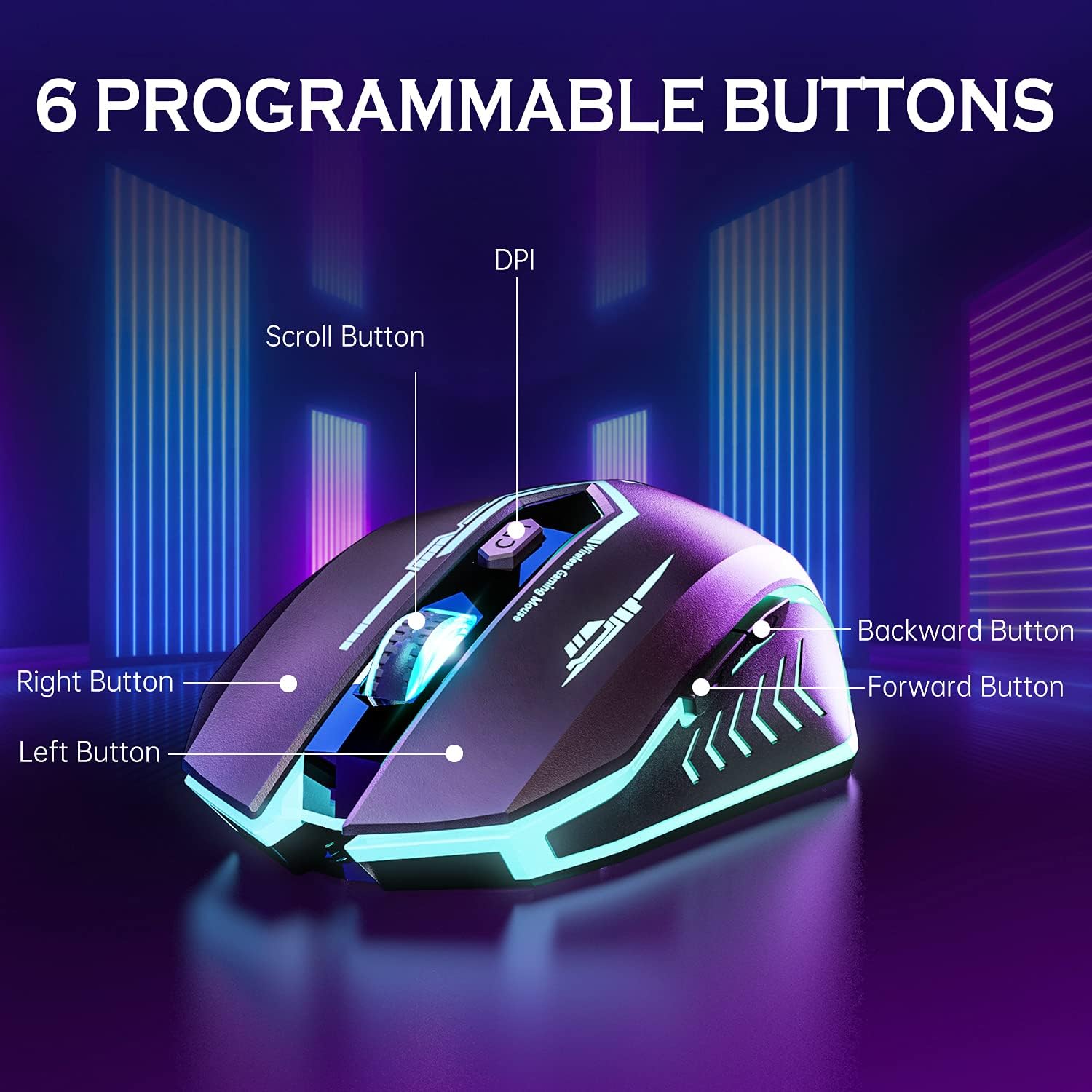 Wireless USB Gaming Mouse, recargables uhuru 5 botones 7 Changeable LED Color...