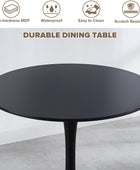Mesa redonda negra de 31.5 pulgadas para 4 personas, mesa de comedor de