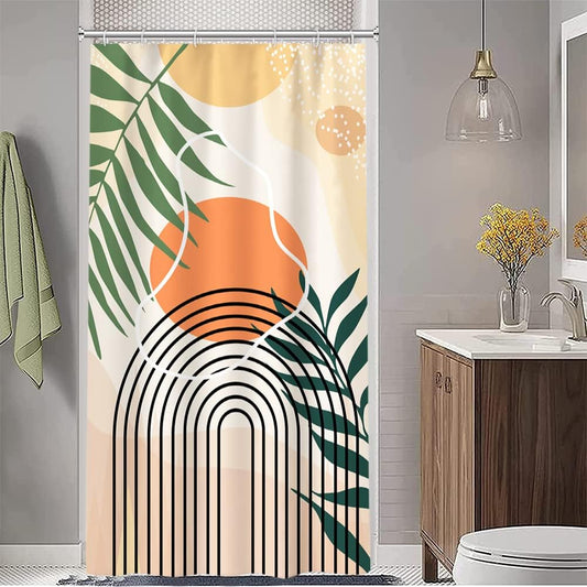 Cortina de ducha pequeña, estilo bohemio de mediados de siglo, para baño,...