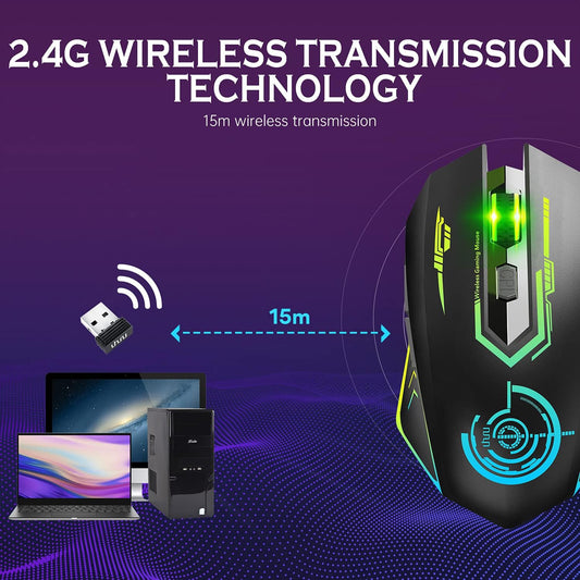 Wireless USB Gaming Mouse, recargables uhuru 5 botones 7 Changeable LED Color...