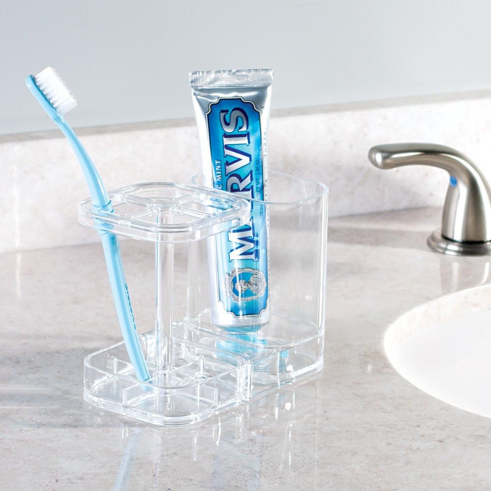 InterDesign Med+ - Soporte para cepillo de dientes dividido de plástico sin...