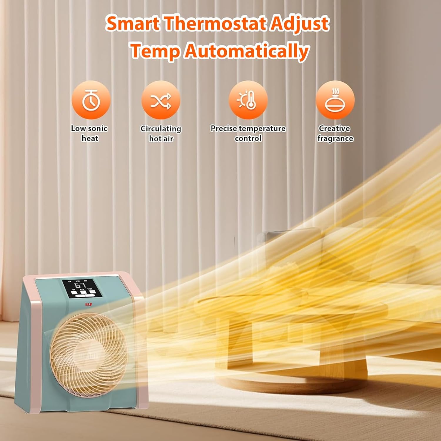 HEATIT Calentador de espacio para interiores, pantalla digital con termostato,...