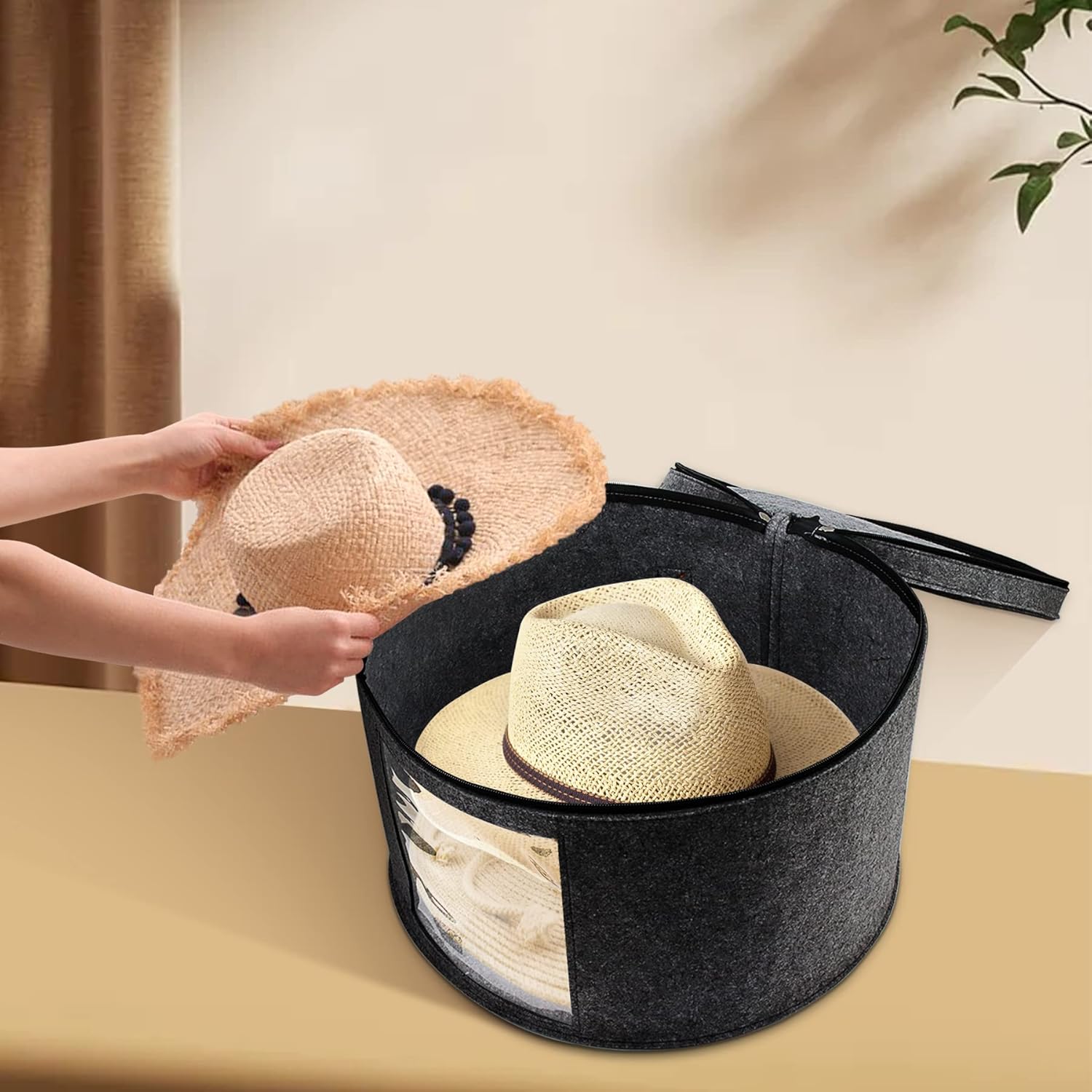 Caja de almacenamiento grande para sombreros para mujeres y hombres,