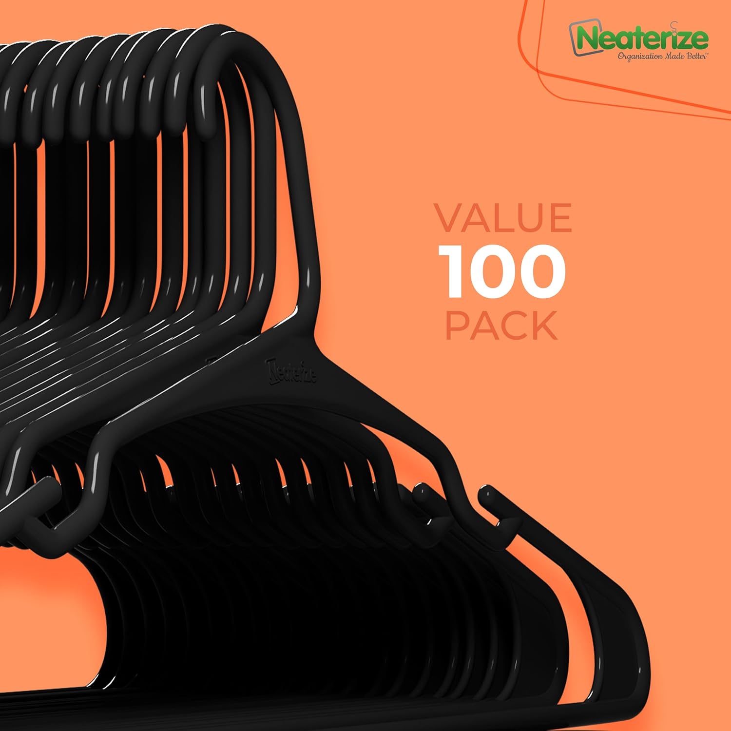 NEATERIZE Perchas de plástico para colgar ropa para adultos, paquete de 100...