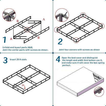 Muelles de caja doble, solo somier de metal de 7 pulgadas, base de colchón