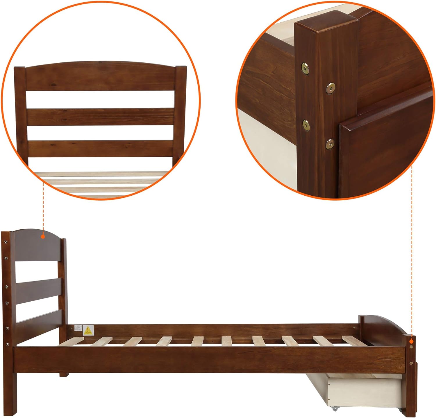 Harper & Bright Designs Cama individual con cajones de almacenamiento, cama...