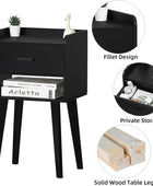 Lerliuo Mesita de noche negra, moderna mesita de noche con cajón, mesa auxiliar...
