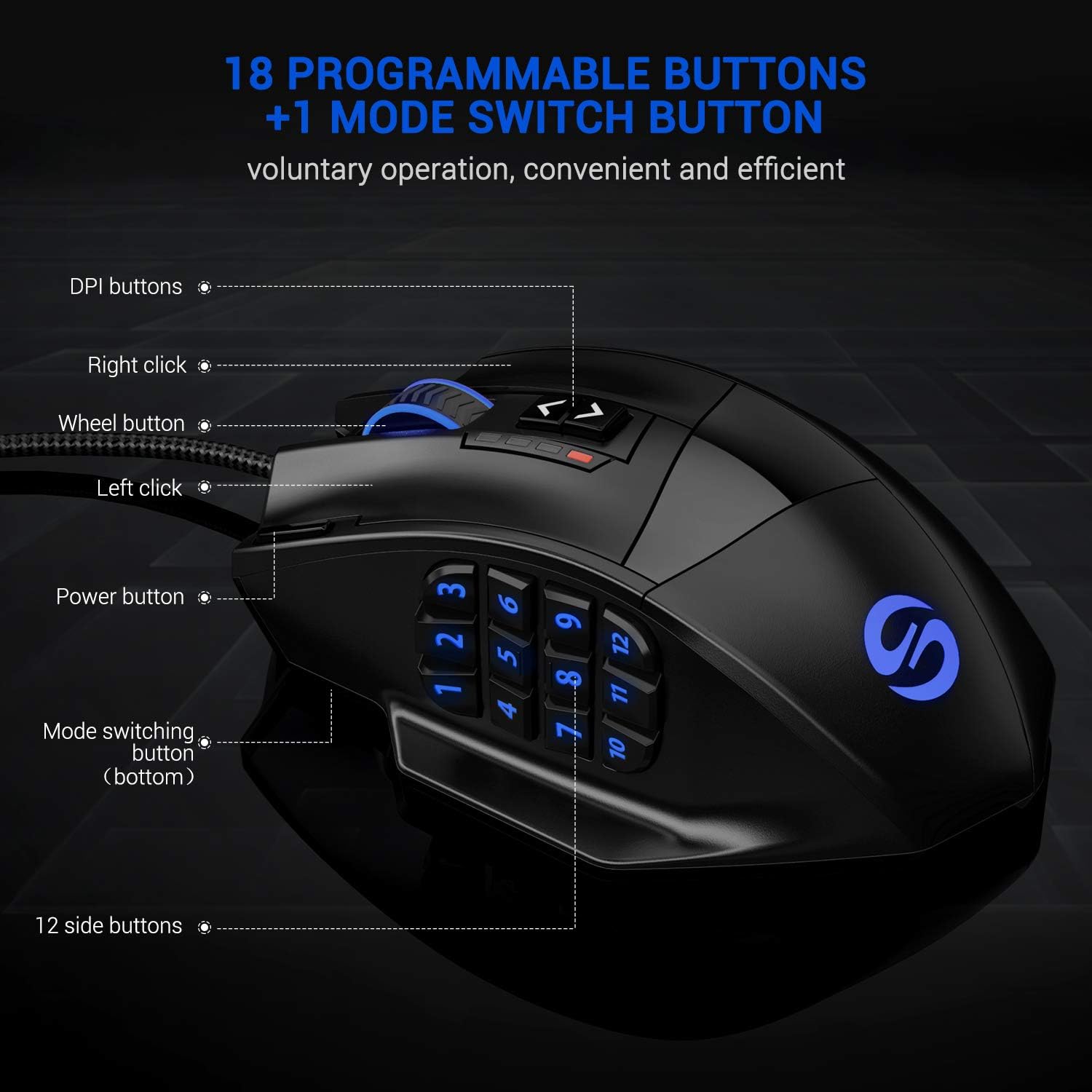 Mouse de gaming (Venus), Negro