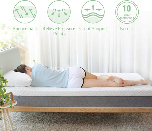 Colchón individual de espuma viscoelástica de gel de 8 pulgadas para alivio de