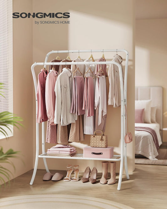 SONGMICS Perchero de ropa con estantes, perchero resistente, perchero de doble