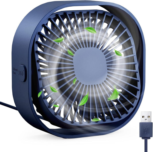 RJVW Pequeño ventilador de escritorio USB, ventilador de mesa portátil de 3...